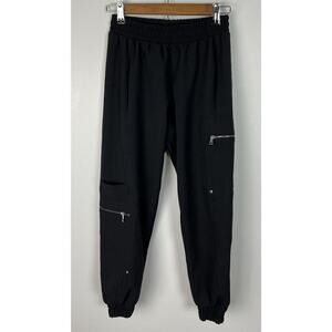 Zara Athletic Black Cargo Jogger Pants Size XS Polyester Pockets Women’s